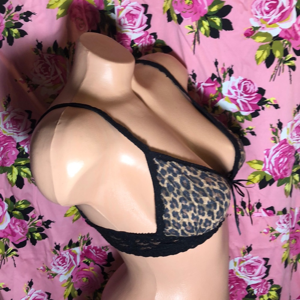 Hanky panky leopard bra lace 34A bow bralette - Picture 3 of 5